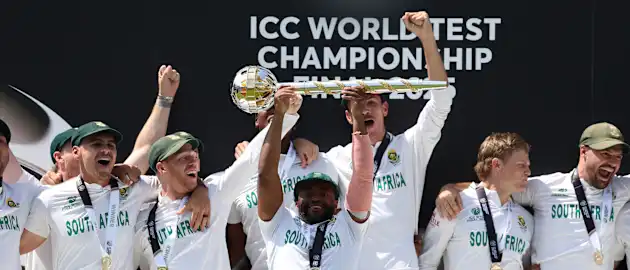 Logo of South Africa lift the World Test Championship mace | WTC25 Final