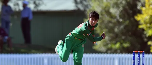 Afif Hossain Dhrubo of Bangladesh bowls