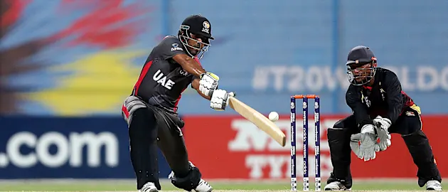Muhammad Usman batting against PNG.