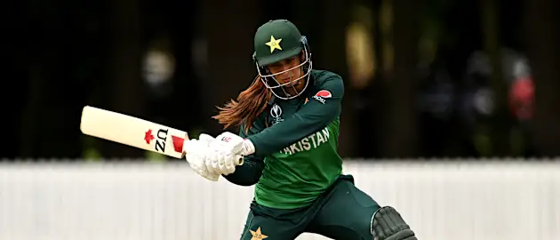 Aliya Riaz of Pakistan bats during the 2022 ICC Women's Cricket World Cup warm up match between Pakistan and Bangladesh at Lincoln Green on March 02, 2022 in Lincoln, New Zealand.