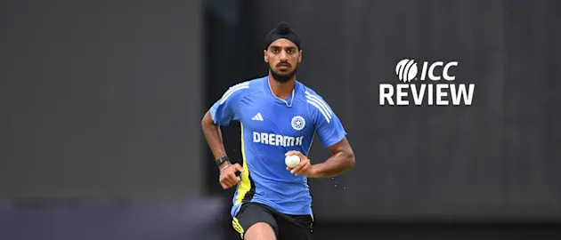 Arshdeep Singh in action during a net session