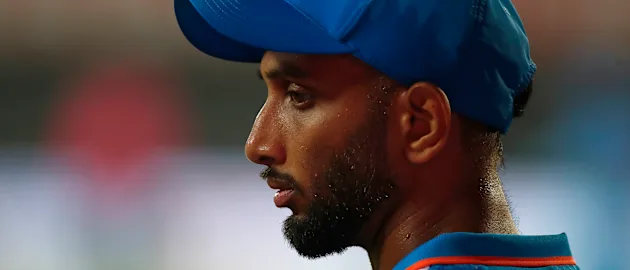 Prasidh Krishna of India looks on during game two of the One Day International series between India and Australia