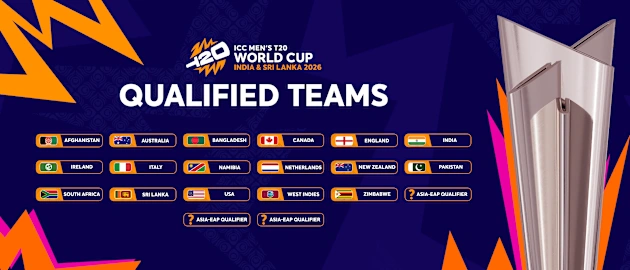 Qualified Teams MENS T20WC 2026 - 21x9