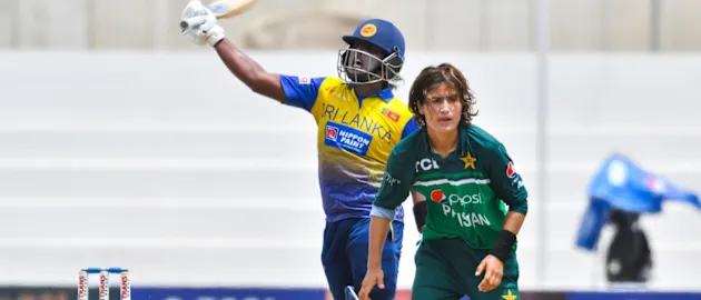 Sri Lanka captain Chamari Athapaththu lets out a roar after getting to her hundred