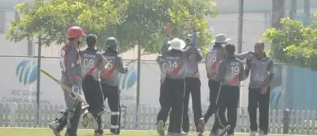39456 UAE celebrate a wicket in their remarkable win over Afghanistan