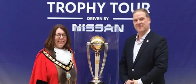 CWC trophy tour with Mayor of Taunton