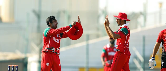 Aamir Kaleem celebrates after taking wicket.
