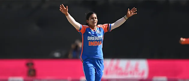 Amanjot Kaur v England during a T20I