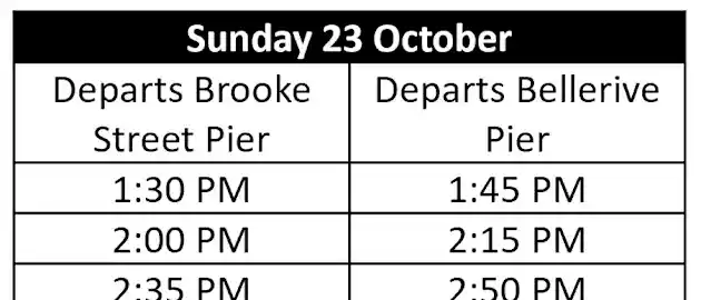 Bellerive Oval - Sunday Ferry Timetable