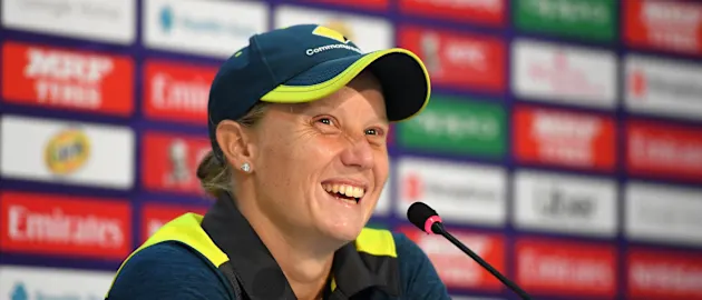 Alyssa Healy of Australia during the ICC Women's World T20 2018 Semi-Final match between Windies and Australia at Sir Viv Richards Cricket Ground on November 22, 2018 in Antigua, Antigua and Barbuda.
