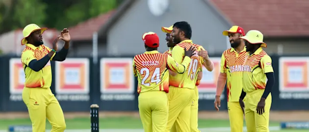 Uganda players celebrate.    *Picture Credit: Cricket Uganda