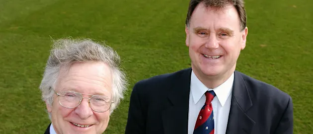 Frank Duckworth (left) and Tony Lewis (1942 - 2020) the inventors of the Duckworth-Lewis method.