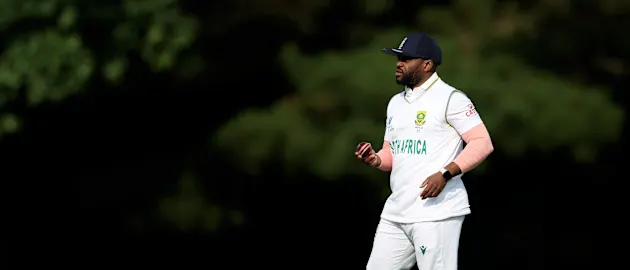 Temba Bavuma in action in the warm-up game against Zimbabwe ahead of WTC25 Final