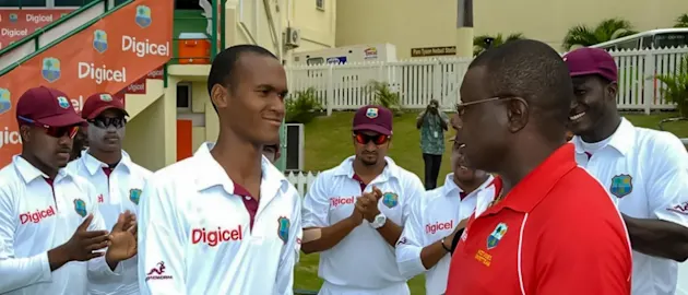 Kraigg Brathwaite receiving his maiden Test cap in 2011