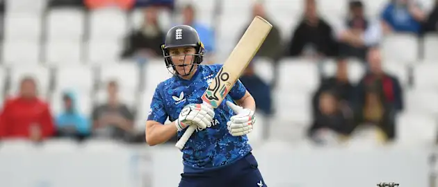 Nat Sciver-Brunt plays a shot for England