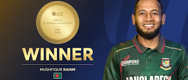 Mushfiqur Rahim wins ICC Men's Player of the Month for May 2026