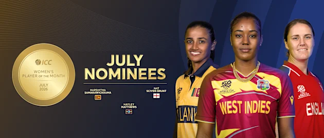 Nominees for ICC Women's Player of the Month for July 2026 announced