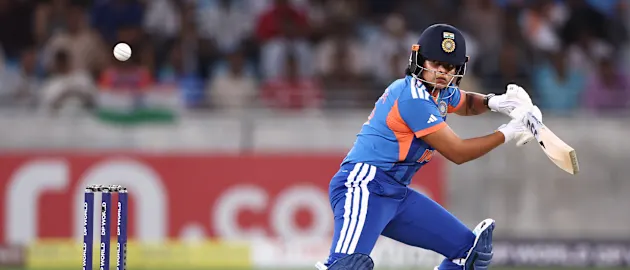 Shafali Verma of India bats during the DP World Women's T20 Asia Cup 2026 Semi Final match between India and Sri Lanka at Dubai International Stadium on September 13, 2026 in Dubai, United Arab Emirates