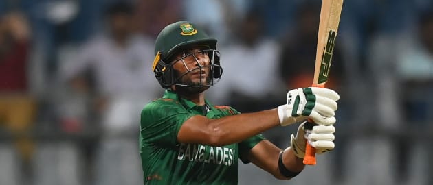 Mahmudullah of Bangladesh plays a shot during the ICC Men's Cricket World Cup India 2023 between South Africa and Bangladesh