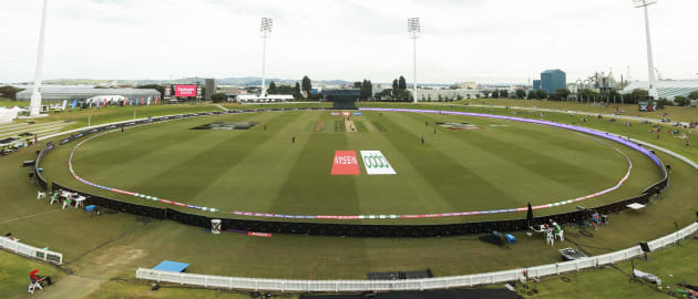 A general view of Bay Oval during the 2022 ICC Women's Cricket World Cup match between New Zealand and the West Indies at Bay Oval on March 04, 2022 in Tauranga, New Zealand.