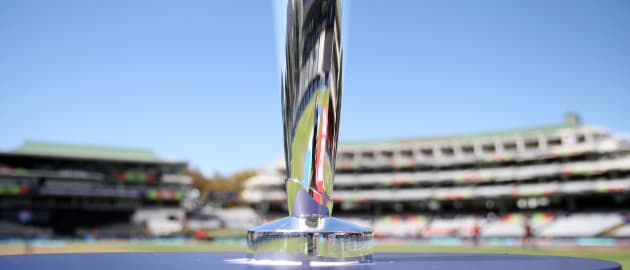 ICC Women's T20 World Cup Trophy during the ICC Women's T20 World Cup group A match between New Zealand and Bangladesh at Newlands Stadium on February 17, 2023 in Cape Town, South Africa.