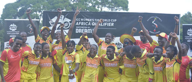 Uganda celebrate their qualification to the Global Qualifer scheduled for early next year in Dubai