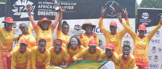 Zimbabwe celebrate their qualification to the Global Qualifer scheduled for early next year in Dubai