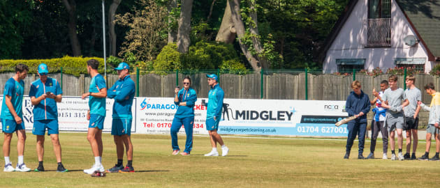 Excited locals watch Australia train at Formby Cricket Club // T.C.M Simpson