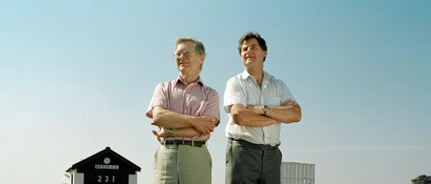 Frank Duckworth (left) and Tony Lewis at Stone Cricket Ground in 1998