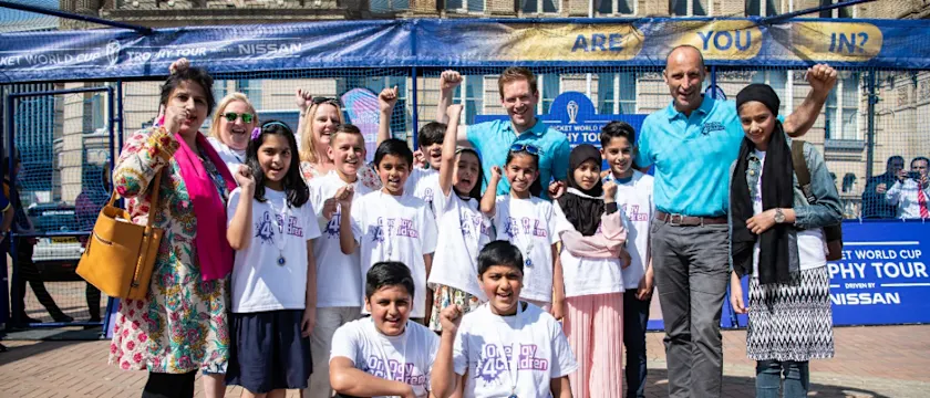 Children from local schools quizzed Nasser Hussain and Eoin Morgan in Birmingham