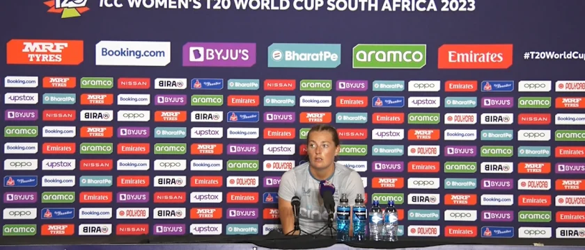 England-player-Sophia-Ecclestone-post-match-18FEB2023