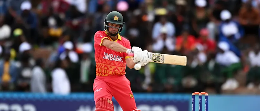 Sean Williams of Zimbabwe plays a shot 