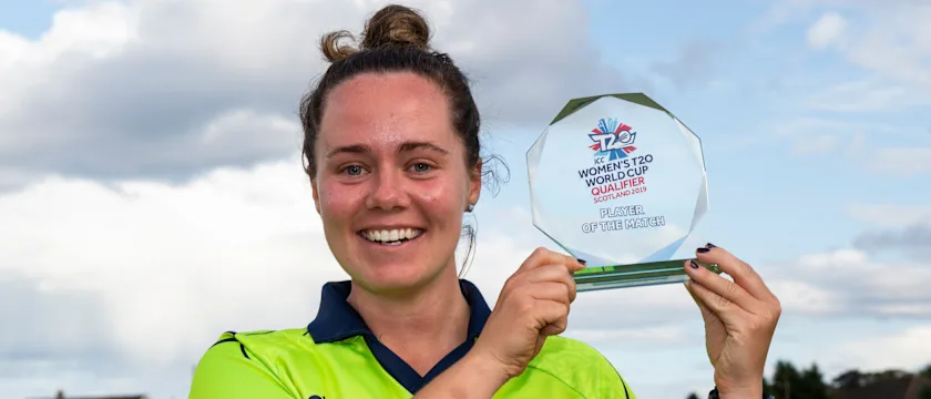 Laura Delany with the Player of the Match award