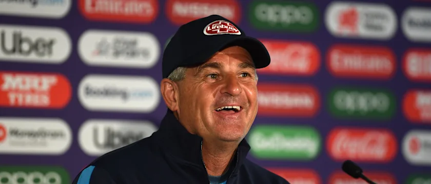 Steve Rhodes talks to press after warm up washout in Cardiff