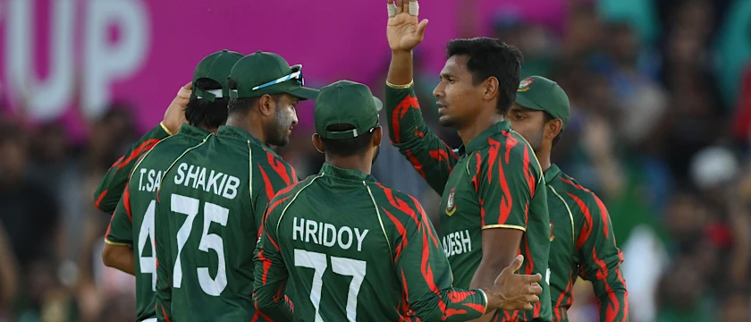 Mustafizur Rahman celebrates a wicket
