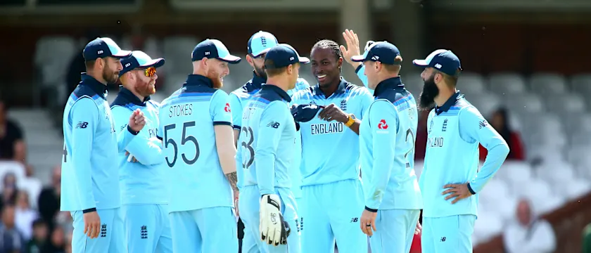 England celebrate against Afghanistan