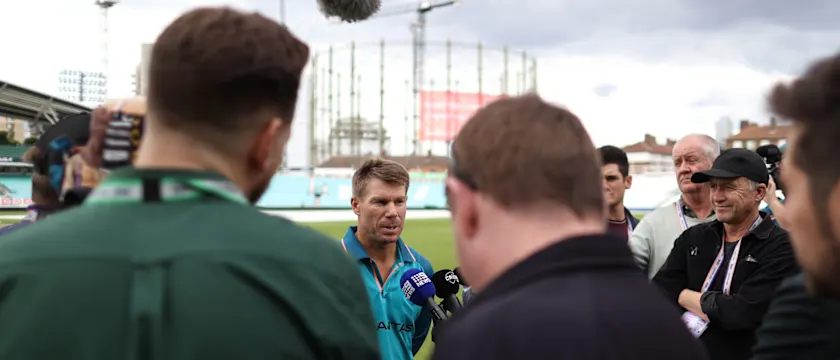 Warner speaks to reporters at The Oval on Tuesday // Getty Images