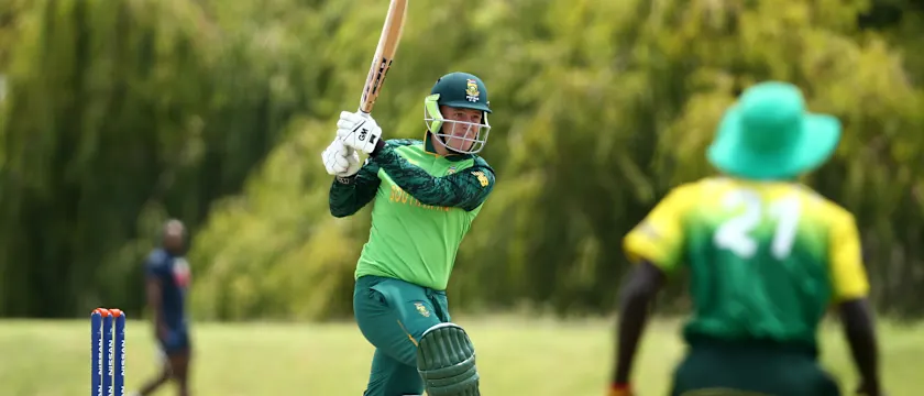Bryce Parsons of South Africa bats during the ICC U19 Cricket World Cup warm up match between South Africa and Nigeria at Tuks Cricket Oval on January 14, 2020 in Pretoria, South Africa.