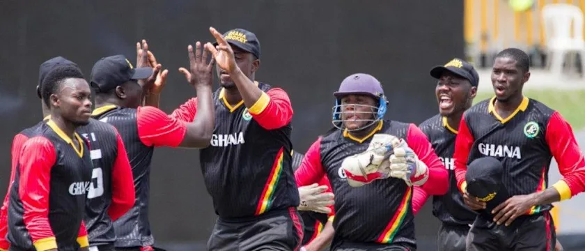 Players of Ghana celebrate after getting a breakthrough