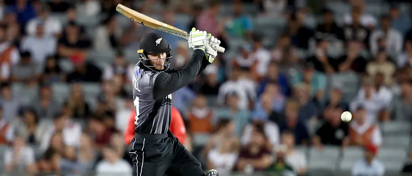 Martin Guptill bats against Pakistan in T20I