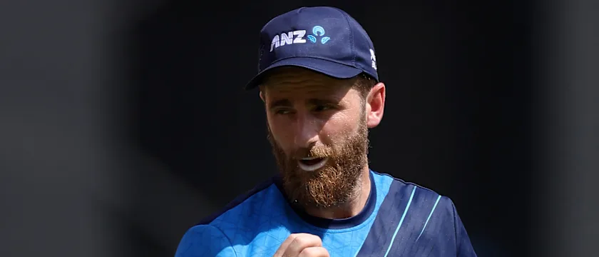 Kane Williamson of New Zealand warms up during the ICC Men's Cricket World Cup India 2023 England & New Zealand Net Sessions at Narendra Modi Stadium