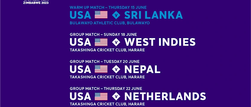 USA's fixtures at the 2023 Cricket World Cup Qualifier