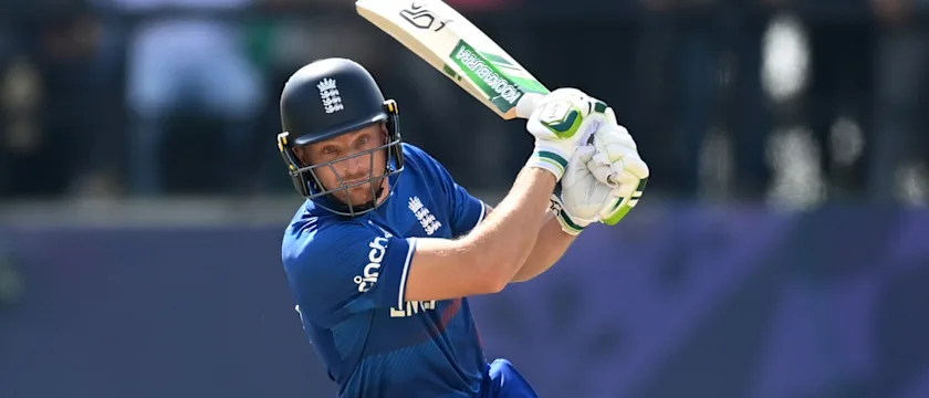 England captain Jos Buttler bats during the ICC Men's Cricket World Cup India 2023 between England and Bangladesh at HPCA Stadium