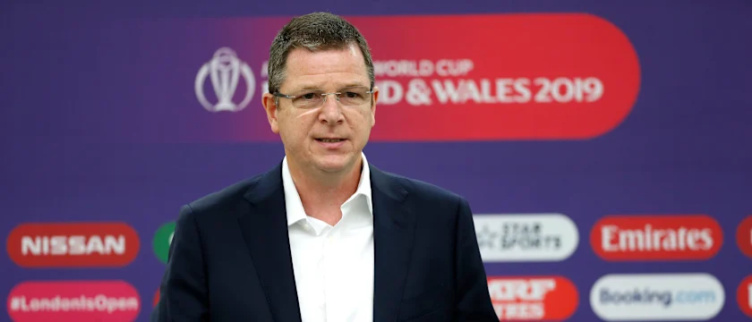 Alex Marshall general manager of the ICC Anti-Corruption Unit talks to the media during the ICC Anti-Corruption Unit press conference prior to the ICC Cricket World Cup 2019 at The Kia Oval on May 24, 2019 in London, England.