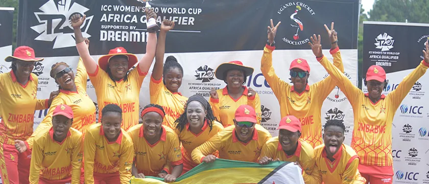 Zimbabwe celebrate their qualification to the Global Qualifer scheduled for early next year in Dubai