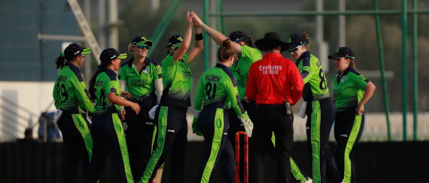 Ireland celebrate at Women's T20WC Qualifier