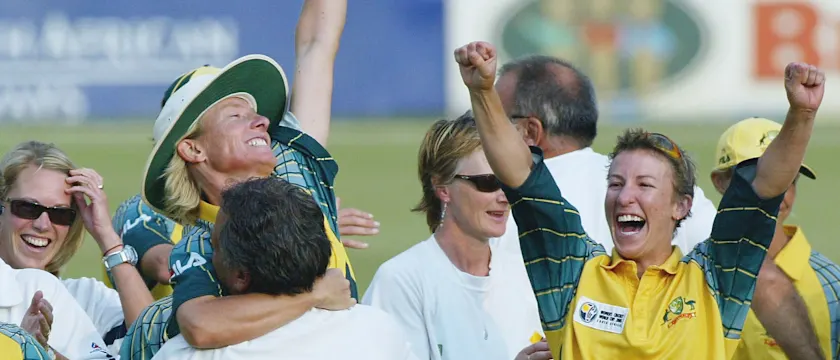 Fitzpatrick celebrates Australia's 2005 World Cup triumph with teammates