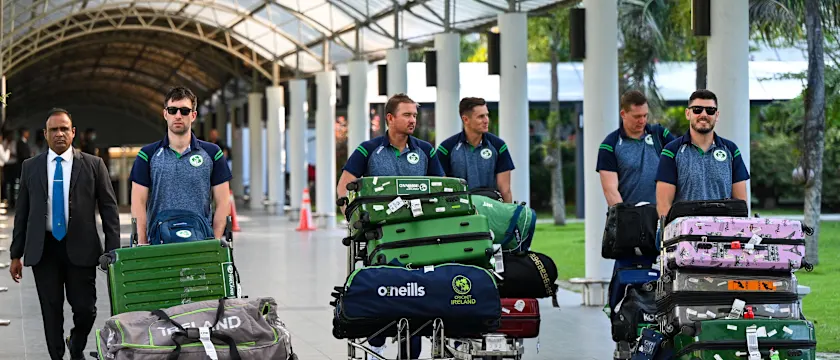 Ireland players arrive for the two-match Test series in Sri Lanka