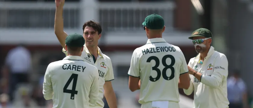 Australians celebrate a wicket
