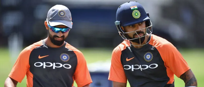 Rahane and Kohli in training